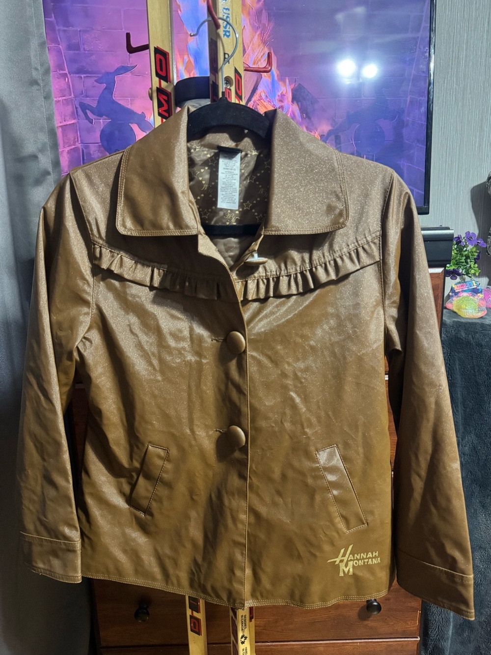 Disney! Hannah Montana! Girls Brown Faux Leather Jacket!! 10/12! Y2K!